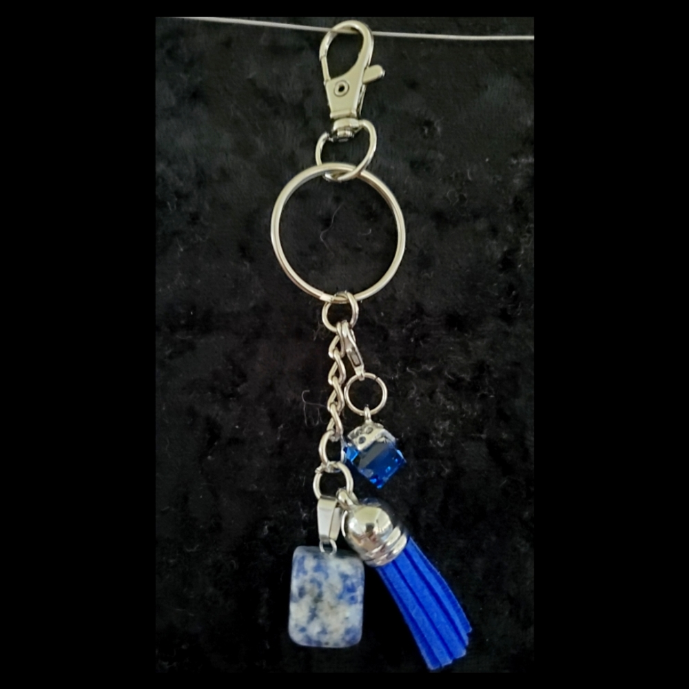 Blue Spot Jasper Key Chain/Bag Charm NWT